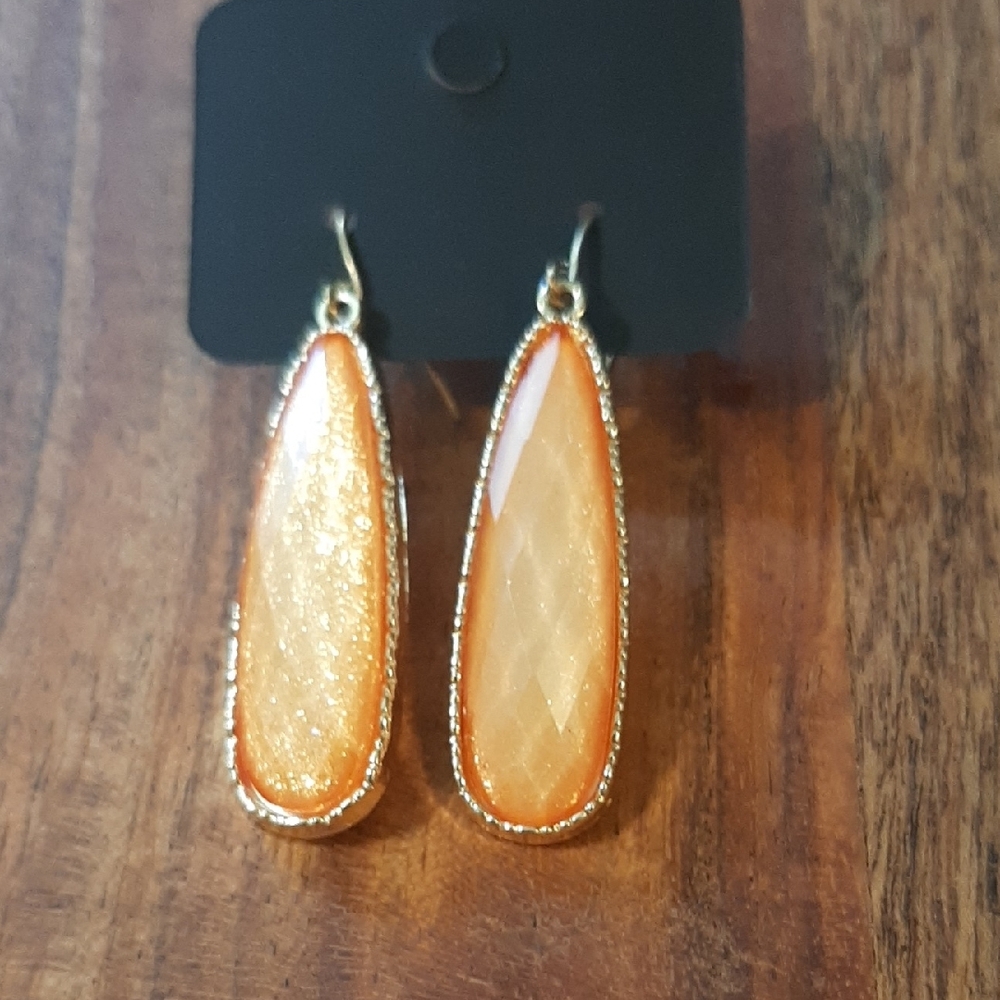Elegant Gold and Orange Drop Earrings